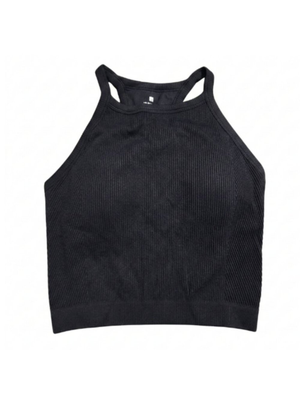 NIP | Running Girl Black Padded Crop Top | High Neck Racerback | Ribbed | Small